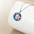 wholesale 925 Sterling Silver Mother and Baby Elephants on Blue Rainbow Crystal Necklace Gift for Mom-0-3