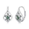 wholesale 925 Sterling Silver Sea Turtle Green Moss Agate Leverback Hoop Earrings - Bohemian Beach s for Women Girls-0-0