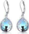 wholesale 925 Sterling Silver Blue Moonstone Cat Drop Earrings for Women Gifts-0-0