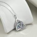 wholesale 925 Sterling Silver Celtic Knot Viking Triangle Amulet Protection Pendant Necklace for Women-0-3