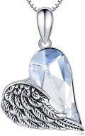 wholesale 925 Sterling Silver Crystal Angel Wing Heart Pendant Necklace for Women Gifts for Mom and Girlfriends-0-0