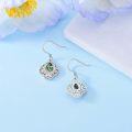 wholesale 925 Sterling Silver Green Moss Agate Teardrop Dangle Earrings with CZ Accents-0-2