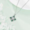 wholesale 925 Sterling Silver Green Crystal Flower Pendant Necklace for Women-0-4