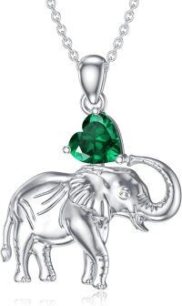 wholesale  Silver Gemstone Elephant Pendant Necklace for Women ( chars)-May