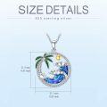wholesale 925 Sterling Silver Hypoallergenic Palm Tree Wave Sunset Beach Necklace with Adjustable 18+2 Chain for Women Gift-0-3