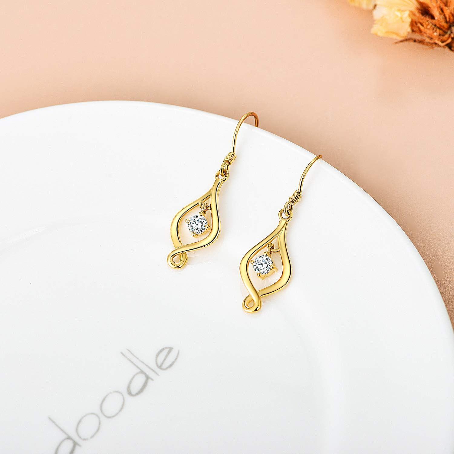 14K Gold Moissanite Infinity Drop Earrings for Women Yellow White Gold Dangle Love Earrings Christmas Birthday Gifts for Wife Daughter Girlfriend-0-3