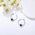 wholesale 925 Sterling Silver Black Star Hoop Earrings 20mm Austrian Crystals-0-3
