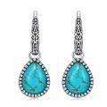 wholesale 925 Sterling Silver Turquoise Retro Green Dangle Hook Earrings Vintage Filigree Western Jewelry Women Gifts-0-0