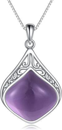 wholesale Sterling Silver Moonstone Lapis Larimar Moss Agate Teardrop Filigree Pendant-Amethyst teardrop necklace