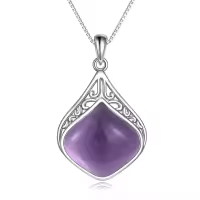 wholesale 925 Sterling Silver Moonstone Lapis Larimar Moss Agate Teardrop Filigree Pendant-Amethyst teardrop necklace