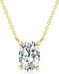 wholesale 14K Gold Oval Cut Moissanite Pendant Necklace 1ct VVS1 D Lab Diamond Chain for Women-0-0