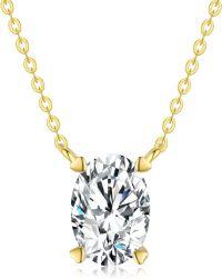wholesale 14K Gold Oval Cut Moissanite Pendant Necklace 1ct VVS1 D Lab Diamond Chain for Women-Oval