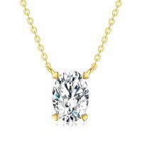 wholesale 14k Oval Lab Diamond Pendant Necklace Wholesale With Elegant Gold Chain Design-Oval