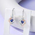 wholesale TOUPOP Sapphire September Birthstone Earrings Sterling Silver Rose Heart Sapphire Earrings Heart Butterfly Earrings Jewelry Anniversary Birthday Christmas Gifts For Women Her Wife Girlfriend Mom -0-3