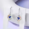 TOUPOP Sterling Silver Sapphire Rose Heart Butterfly Earrings-0-3