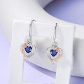 TOUPOP Sterling Silver Sapphire Rose Heart Butterfly Earrings-0-3