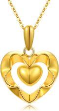 wholesale 18K Yellow Gold Diamond-Cut Open Heart Pendant Necklace with Sparkling Diamond Surface, Hypoallergenic, Gift Box-0-0