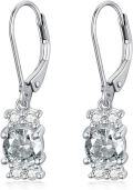 wholesale 925 Sterling Silver Peridot and White Topaz Leverback Drop Earrings - 2 ct Total Weight-0-15