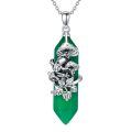 wholesale 925 Sterling Silver Green Agate Frog Pendant Necklace for Women-0-0