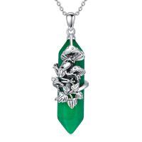 wholesale 925 Sterling Silver Green Agate Frog Pendant Necklace for Women-A01