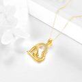 wholesale 14K Gold CZ Heart Dolphin Pendant Necklace for Women-0-2