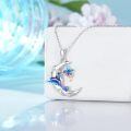 wholesale 925 Sterling Silver Blue Hummingbird & Purple Flower Pendant Necklaces Gift for Women Girls Mother's Day Anniversary Jewelry Present Ideas-0-4