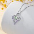 TOUPOP Sterling Silver Emerald Forever Love Heart Pendant Necklace-0-3
