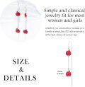 wholesale 925 Sterling Silver Red Apple Long Drop Earring Gift for Women Girls Jewelry Accessories-0-4