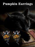 wholesale 925 Sterling Silver Black Cat Pumpkin Stud Earrings Halloween Gift for Women-0-5