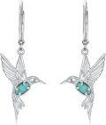 wholesale 925 Sterling Silver Turquoise Hummingbird Drop Earrings-0-0