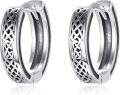 wholesale 925 Sterling Silver Metal Celtic Knot Huggie Hoop Earrings for Men 23mm Diameter - Unique Design with Intricate Braided Pattern and Polished Finish-0-0
