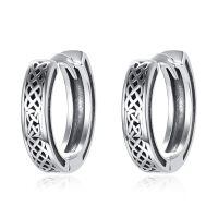 wholesale 925 Sterling Silver Celtic Knot Hoop Earrings For Women And Men-Viking Celtic Knot Hoop Earring-Silver