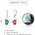wholesale 925 Sterling Silver Mitten Dangle Earrings with Red and Green Enamel for Women-0-5