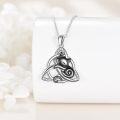 wholesale 925 Sterling Silver Cat and Triquetra Knot Heart Moon Pendant Necklace for Women-0-3