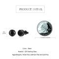 wholesale 925 Sterling Silver Round Black Zircon Stud Earrings For Women-0-4