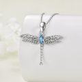 wholesale 925 Sterling Silver Turquoise and Moonstone Dragonfly Pendant Necklace for Women & Moms-0-1