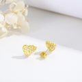 wholesale Gold 925 Sterling Silver Nugget Heart Stud Earrings for Men & Women -0-2