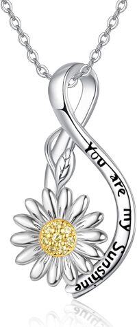 wholesale 925 Sterling Silver Infinity Love You Are My Sunshine Daisy Flower Pendant Necklace for Women-Daisy