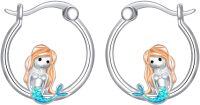 wholesale 925 Sterling Silver Mermaid Huggie Hoop Earrings with Enamel Tail Design for Women-Sea Mermaid