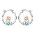 wholesale 925 Sterling Silver Mermaid Huggie Hoop Earrings with Enamel Tail Design for Women-0-0