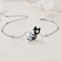 wholesale 14K Gold Pink Crystal Black Cat Pendant Necklace for Women Cats Lover-0-100