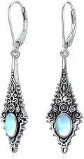 wholesale 925 Sterling Silver Blue Moonstone Bohemian Drop Earrings for Women-0-0