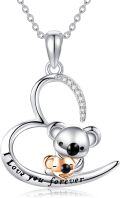 wholesale 925 Sterling Silver Koala and Baby Heart Pendant Necklace I Love You Forever Gifts for Women-0-0