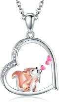 wholesale 925 Sterling Silver Heart-Shaped Pendant with Pink Fox and Hearts Gift for Her-0-0