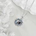wholesale 925 Sterling Silver Blue Moonstone Lotus Pendant Necklaces Yoga Jewelry for Women-0-3