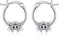 wholesale 925 Sterling Silver Crab Hoop Earrings with Black CZ Eyes - Unique Sea Life Jewelry for Women-0-0