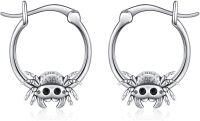 wholesale 925 Sterling Silver Crab Hoop Earrings with Black CZ Eyes - Unique Sea Life Jewelry for Women-Jumping Spider