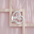 wholesale 925 Sterling Silver Flamingos in Heart Shape Pendant Necklace-0-1
