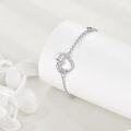 wholesale 925 Sterling Silver & AAA Cubic Zirconia Cat Charm Bracelet with Heart & Paw Design for Women Cat Lovers-0-2