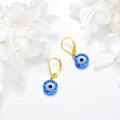 wholesale 14K Gold Blue Opal Evil Eye Leverback Earrings-0-4